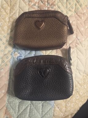 *LAST DAY* Leather Coin Pouch Wallet - Brown and Dark Brown Brighton